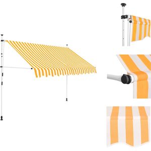 vidaXL Uittrekbare Zonwering - 300 cm - Oranje en Wit - Polyester - Staal - Vensterzonwering