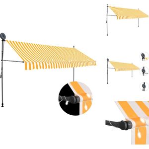 vidaXL Uittrekbare Zonwering - 350cm - Wit/Oranje - Polyester/PU-Coating - Handmatig Bediend - Vensterzonwering
