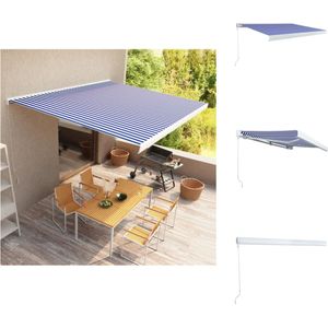 vidaXL Luifel - Luifels - Uittrekbare Luifel - Uittrekbare Luifels - Luifel handmatig 400x300 cm blauw en wit