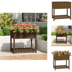 vidaXL Plantenbak - Plantenbakken - Verhoogde Plantenbak - Kweekbak - Plantenbak met schap 82,5x54x81 cm grenenhout honingbruin