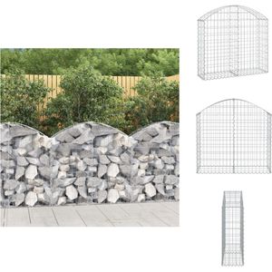 vidaXL Schanskorfmand - Schanskorfmanden - Schanskorf - Schanskorfmuur - Schanskorf gewelfd 100x30x80/100 cm gegalvaniseerd ijzer