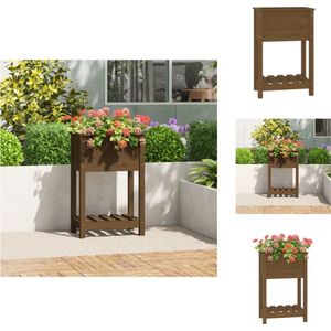 vidaXL Plantenbak - Plantenbakken - Verhoogde Plantenbak - Kweekbak - Plantenbak met schap 54x34,5x81 cm grenenhout honingbruin