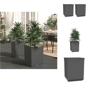 vidaXL Plantenbak - Plantenbakken - Verhoogde Plantenbak - Kweekbak - Plantenbakken 2 st 30x30x37 cm polypropeen zwart
