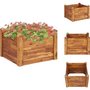 vidaXL Verhoogde plantenbak - Acaciahout - Stapelbaar - 60 x 60 x 44 cm - Natuurlijke houtkleur - Bloempot