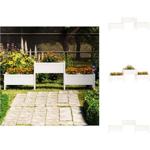 vidaXL Plantenstandaard Grenenhout - Verhoogd - 245.5 x 44 x 75 cm - Wit - Bloempot