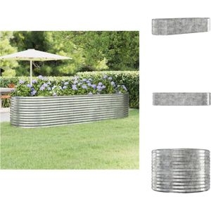 vidaXL Plantenbak - Plantenbakken - Bloembak - Kweekbak - Plantenbak 322x100x68 cm gepoedercoat staal zilverkleurig