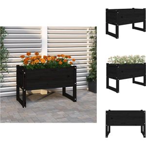vidaXL Plantenbak - Plantenbakken - Verhoogde Plantenbak - Kweekbak - Plantenbak 78x40x52 cm massief grenenhout zwart