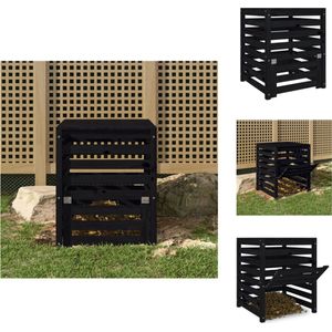 vidaXL Compostbak - Compostbakken - Composter - Tuincompostbak - Compostbak 63,5x63,5x77,5 cm massief grenenhout zwart