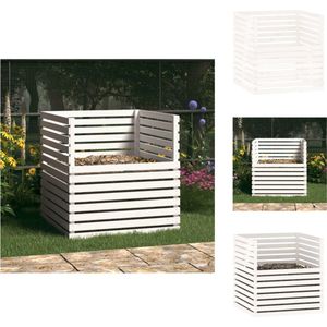 vidaXL Compostbak - Compostbakken - Composter - Tuincompostbak - Compostbak 100x100x102 cm massief grenenhout wit