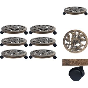vidaXL Plantentrolley - Plantentrolleys - Plantendrager - Plantendragers - Plantentrolleys 6 st 38 cm kunststof bronskleurig