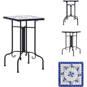 vidaXL Tafeltje - Tafeltjes - Tafel - Tafels - Bijzettafel mozaïek keramiek blauw en wit