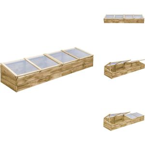 vidaXL Houten Tuinkas - 200 x 50 x 25/35 cm - Overkapping - Naturel - Geïmpregneerd dennenhout - Kas