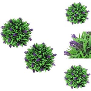 vidaXL Kunstbuxusbollenset - 28 cm - Weerbestendig - Groen en paars - 2 stuks - Kunstplant