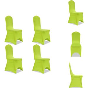 vidaXL Stoelhoes - Stretchstof - 100 cm hoogte - 10% spandex - Set van 4 - Kleur- appeltjesgroen - Geschikt voor diverse stoelen - Stofgewicht- 160 g/m² - Wasbaar op 40 °C - Herbruikbaar - Materiaal- Polyester- 90% - Elasthaan- 10% - Tuinmeubelhoes