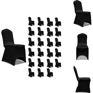vidaXL Stoelhoes - Stoelhoezen - Stoel Hoes - Stoel Hoezen - Stoelhoezen stretch 24 st zwart