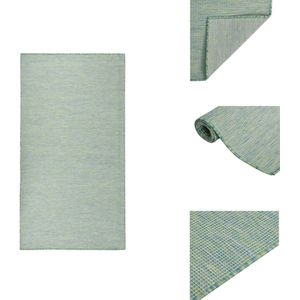vidaXL Tuinkleed - platgeweven vloerkleed van duurzaam polypropyleen - 140 x 200 cm - turquoise - 100% PP - 900 g - weerbestendig - uv-bestendig - Vloerkleed