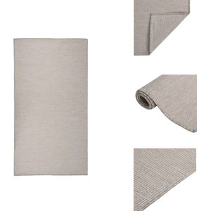 vidaXL Platgeweven Tuinkleed - 80x150cm - Taupe - Weerbestendig - UV-bestendig - Vloerkleed