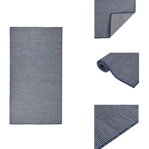 vidaXL Platte Geweven Tuinkleed - 80 x 150 cm - Blauw - Weerbestendig - Met 100% PP materiaal - Vloerkleed