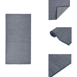 vidaXL Tuinkleed - Platgeweven - 100% PP - 100x200 cm - Blauw - Vloerkleed