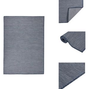 vidaXL Tuinkleed - Platgeweven - 160 x 230 cm - Blauw - Weerbestendig - UV-bestendig - Vloerkleed