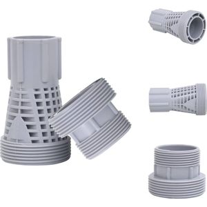 vidaXL Aansluitingenset - Universele/Intex/Bestway - Kunststof - 40mm naar 1 filterpoort lange adapter - 40mm naar 1.5 filterpoort korte adapter - Grijs - Duurzaam - Zwembadfilterpomp