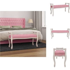 vidaXL Franse Vintage Fluweel Halbankje - Roze - 110 x 45 x 60 cm - Stabiele Zitting - Draagvermogen 110 kg - Montage Vereist - Tuinbank