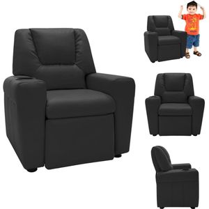 vidaXL Kinderfauteuil - Verstelbaar - Kunstleer - 51x62x67 cm - Zwart - Kinderstoel