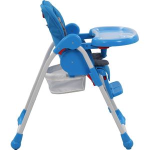 vidaXL Kinderstoel Inklapbaar - Blauw/Grijs - Staal/Kunststof/Stof - 49x82x107cm - Verstelbaar - Veilig - Opbergmand - Achterwielen - Reisvriendelijk - Kinderstoel