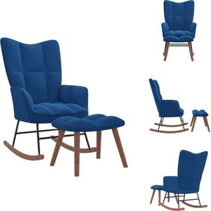 vidaXL Schommelfauteuil Blokpatroon - 61 x 78 x 98 cm - Blauw - Schommelstoel