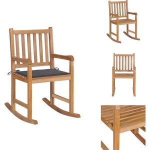 vidaXL Schommelstoel - Schommelstoelen - Fauteuil - Fauteuils - Schommelstoel met antracietkleurig kussen massief teakhout