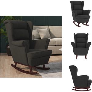Vidaxl - Schaukelstuhl mit Massivholz-Gummibeinen Schwarz Samt - Samtsessel - Schaukelstuhl - Esszimmerstuhl - Lounge Chair - Schwarzer Stuhl