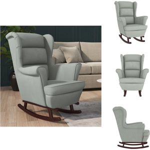 vidaXL Schommelstoel - Schommelstoelen - Fauteuil - Relaxstoel - Schommelstoel met massief rubberwood poten fluweel lichtgrijs