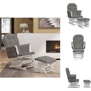 Schaukelsessel mit Hocker Gleitend Dunkelgrau Stoff - Schaukelsessel - Relaxsessel - Glider Stuhl - Wickelstuhl - Stillstuhl