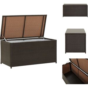 vidaXL Poly Rattan Opbergbox - 100x50x50 cm - Bruin - Rattan - Staal - Opberger