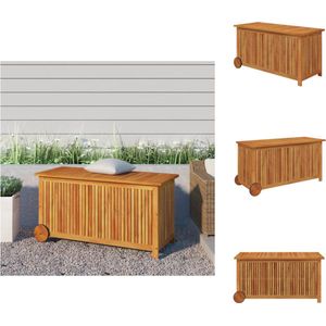vidaXL Tuinbox - Tuinboxen - Opbergbox - Tuinopbergbox - Tuinbox met wieltjes 113x50x58 cm massief acaciahout
