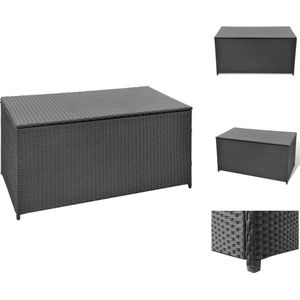 vidaXL PE-Rattan Tuinbox - 120x50x60 cm - Waterbestendige opbergkist voor tuinkussens en meer - Zwart - Gasveermechanisme - Opberger