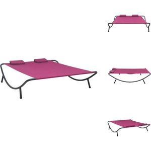 vidaXL Loungebed Peacock - Roze - 200x173x45cm - Weerbestendig - Met 2 kussens - Ligbed