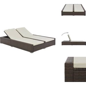 vidaXL Ligbed - Ligbedden - Ligstoel - Ligstoelen - Ligbed tweepersoons poly rattan bruin