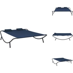 vidaXL Loungebed - Blauw - 200 x 173 x 45 cm - Gemaakt van Oxford stof en staal - Met 2 kussens - Montage vereist - Ligbed