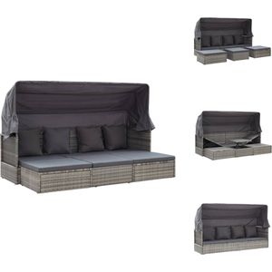 vidaXL Tuinbed Met Dak - Tuinbedden Met Dak - Dagbed - Dagbedden - Tuinbed met luifel poly rattan gemengd grijs