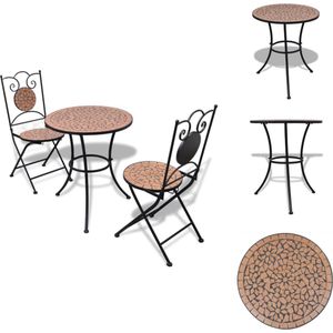 vidaXL-3-delige-Bistroset-keramische-tegel-terracotta - Tuinset - Tuinset