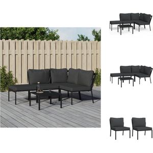 vidaXL Loungeset - Staal - Zwart - 60x60x35 cm - Inclusief kussens - Tuinset