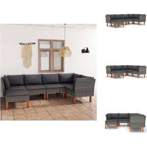 vidaXL Tuinstoel - Tuinstoelen - Loungestoel - Loungestoelen - 6-delige Loungeset met kussens poly rattan grijs