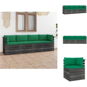 vidaXL Pallet Bank - Massief Grenenhout - 60 x 65 x 71.5 cm - Groen - Tuinset