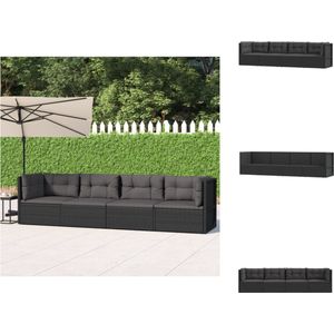 vidaXL Loungeset - Loungesets - Tuinset - Tuinlounge - 4-delige Loungeset met kussens poly rattan zwart