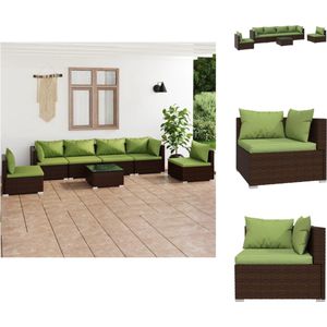 vidaXL Loungeset tuinmeubelen - bruin - 4x middenbank - 2x hoekbank - 1x tafel - PE-rattan - Tuinset