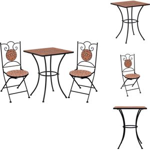 vidaXL Mozaïek Bistroset - Terracotta - 60 x 60 x 76 cm - Sterk en Duurzaam - 2 Stoelen - 1 Tafel - Tuinset