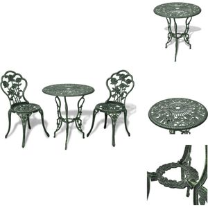 vidaXL Bistroset Bistrosets - Bistro Set - Bistro Sets - Bistrotafel En Stoelen - -3-delige-Bistroset-gietaluminium-groen