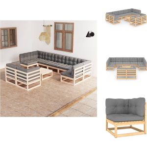 vidaXL Loungeset - Loungesets - Tuinsets - Tuinsets - 10-delige Loungeset met kussens massief grenenhout