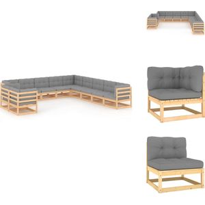 11-tlg. Garten-Lounge-Set mit Kissen Kiefer Massivholz - Garten Lounge Set - Kiefernholzmöbel - Outdoor Möbel - Gartenmöbel Set - Rattan Gartenmöbel